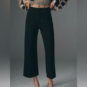 Anthropologie Maeve black cropped Colette pants in pointe fabric trousers